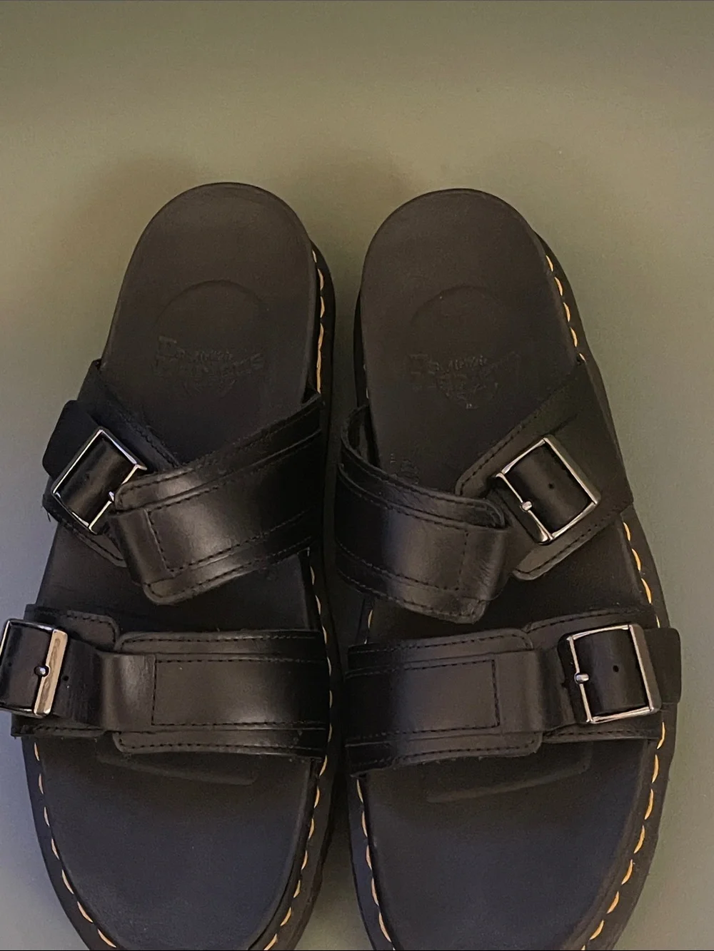 Men's Dr martens Black Double-Buckle Slide Sandals